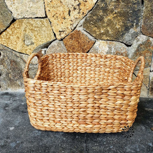 Rectangle Shaped Woven Water Hyacinth Basket Sets Small