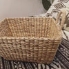 Rectangle Shaped Woven Water Hyacinth Baskets With Handle Medium Basket