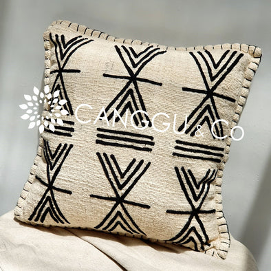 Boho Cross Pattern Black Stitch Cushion
