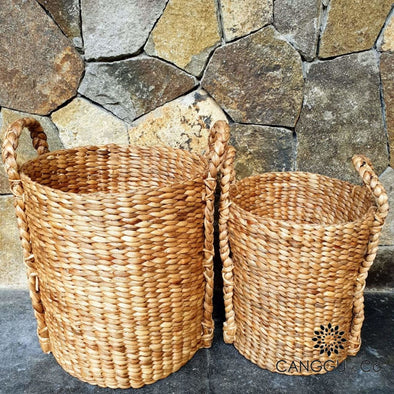 Tall Natural Water Hyacinth Basket Sets Set Of 2