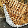 White & Natural Oval Shaped Water Hyacinth Basket Sets