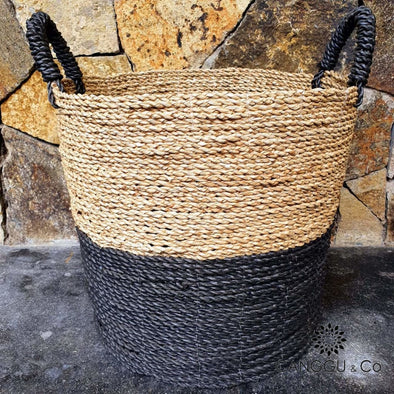 Woven Natural Straw Grass And Raffia Basket Sets Medium