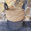 Woven Natural Straw Grass And Raffia Basket Sets Small
