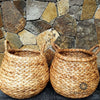 Woven Water Hyacinth Barrel Baskets With Handles Basket