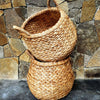 Woven Water Hyacinth Barrel Baskets With Handles Basket