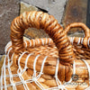 Woven Water Hyacinth Barrel Baskets With Macrame Basket